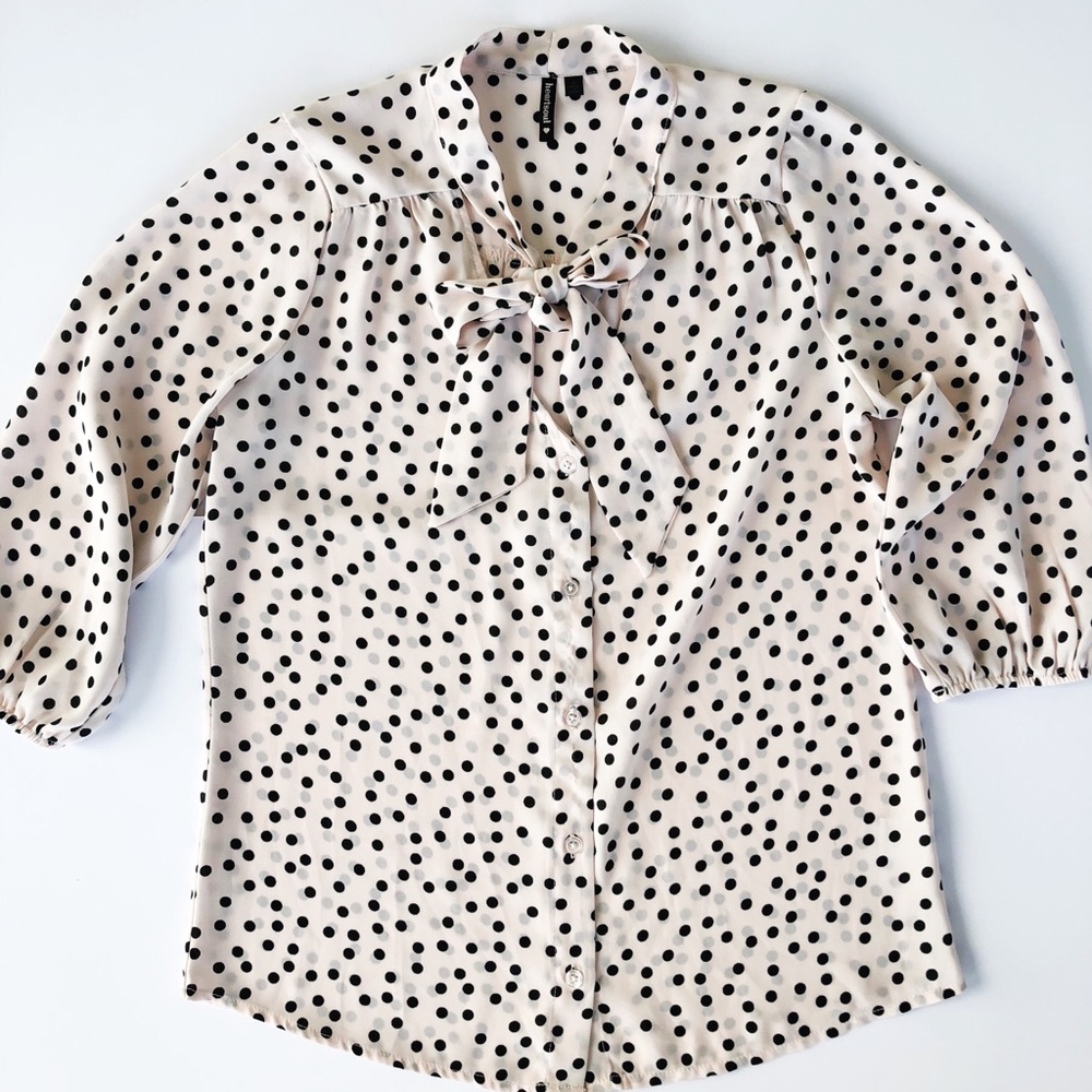 Pale pink polka dot blouse